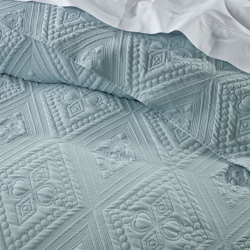 Bianca Aspen Sky Blue Embroidered Bedspread Set Double Payday Deals