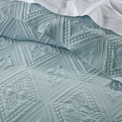 Bianca Aspen Sky Blue Embroidered Bedspread Set Super King Payday Deals