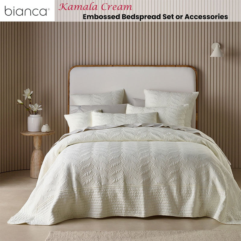 Bianca Kamala Cream Embossed Bedspread Set Double Payday Deals