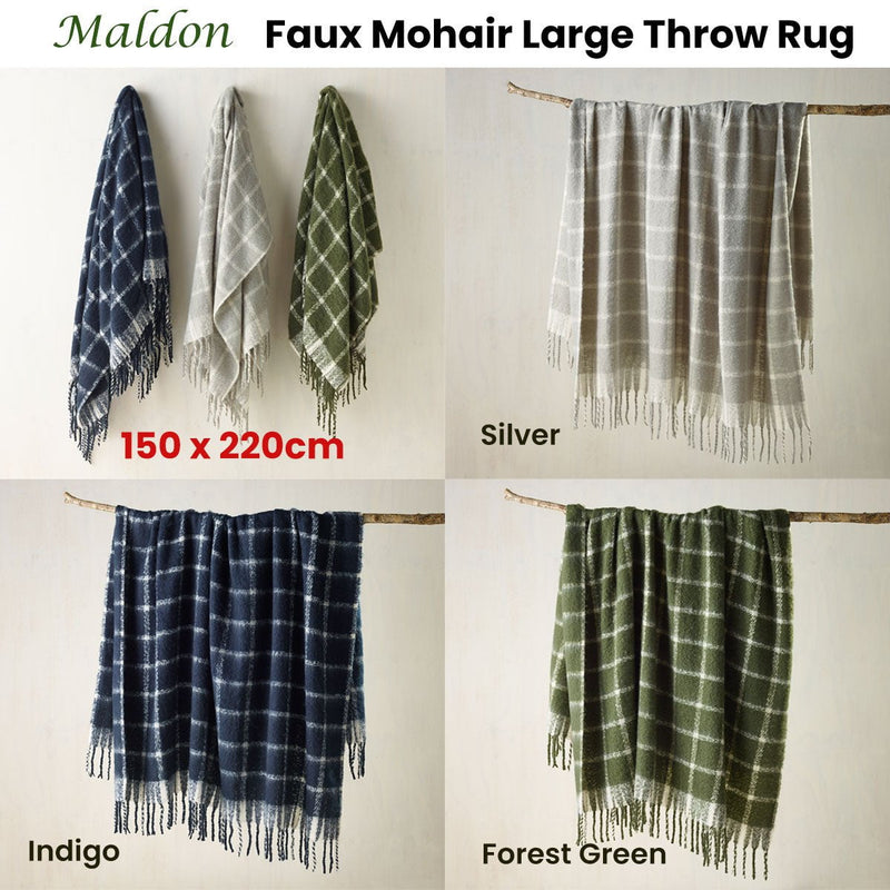 Bianca Maldon Faux Mohair Large Throw Rug 150 x 220 cm Forest Green Payday Deals