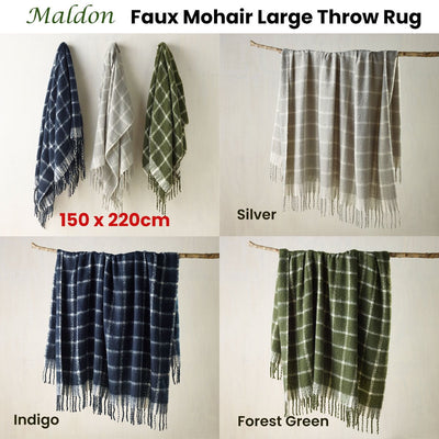 Bianca Maldon Faux Mohair Large Throw Rug 150 x 220 cm Silver Payday Deals