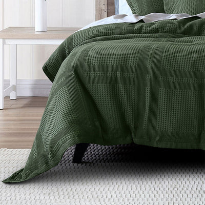 Bianca Sussex Forest Green Cotton Waffle Quilt Cover Set King Payday Deals