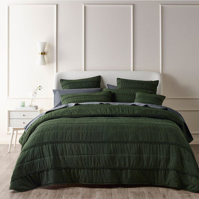 Bianca Vienna Green Textured Bedspread Set Single