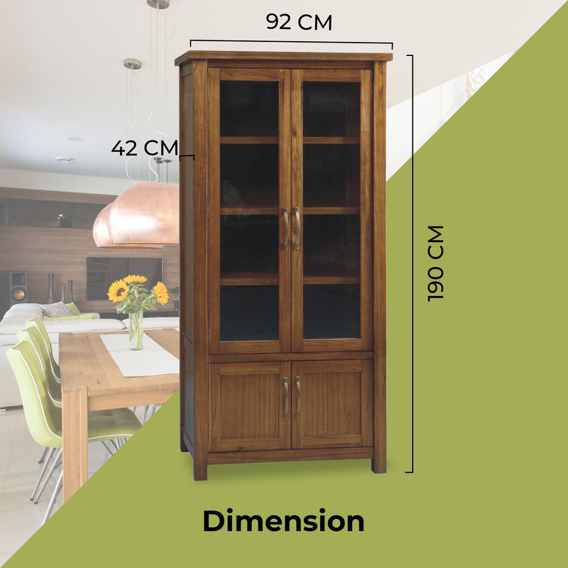Birdsville Display Unit Glass Door Bookcase Solid Mt Ash Timber Wood - Brown Payday Deals
