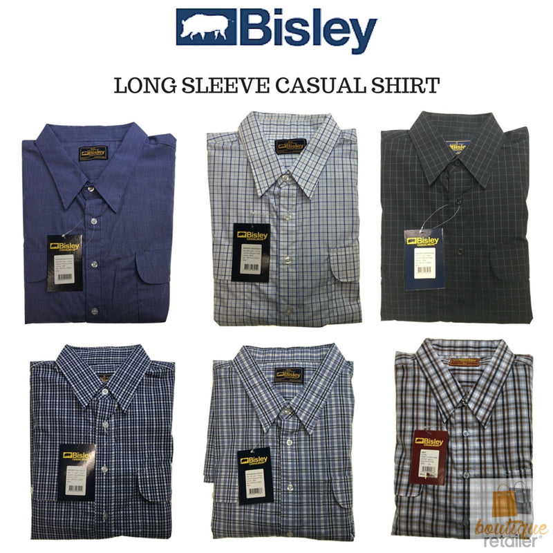 BISLEY LONG SLEEVE SHIRT Everyday Casual Business Work Cotton Blend Check S-5XL - BS7753_CFIG (FIG) - L Payday Deals