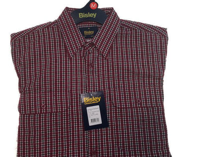 BISLEY SEERSUCKER SHORT SLEEVE SHIRT Plus King Size Work Cotton Blend Check - BS2770_CBKR (BKR) - L