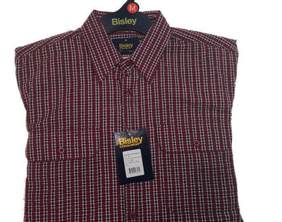 BISLEY SEERSUCKER SHORT SLEEVE SHIRT Plus King Size Work Cotton Blend Check - BS2770_CBKR (BKR) - L Payday Deals