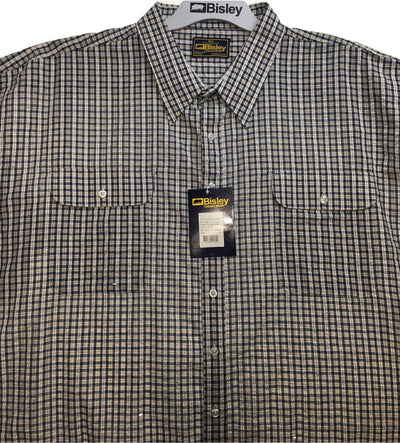 BISLEY SEERSUCKER SHORT SLEEVE SHIRT Plus King Size Work Cotton Blend Check - BS2770_CBKR (BKR) - L Payday Deals