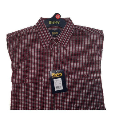 BISLEY SEERSUCKER SHORT SLEEVE SHIRT Plus King Size Work Cotton Blend Check - BS2770_CBKR (BKR) - L Payday Deals