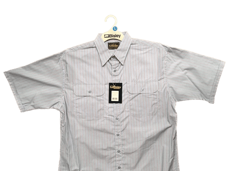 BISLEY SHORT SLEEVE SHIRT Everyday Casual Business Work Cotton Blend Check - BS2552_VPLB (PLB) - L Payday Deals