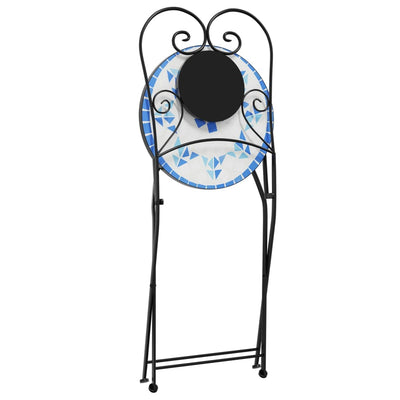 Bistro Chairs Foldable 2 pcs Blue and White Ceramic Payday Deals