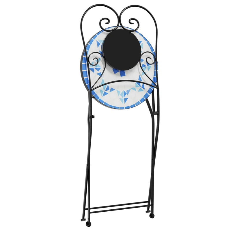 Bistro Chairs Foldable 2 pcs Blue and White Ceramic Payday Deals
