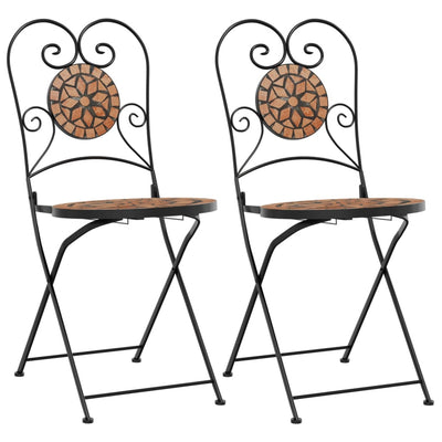 Bistro Chairs Foldable 2 pcs Terracotta Ceramic Payday Deals