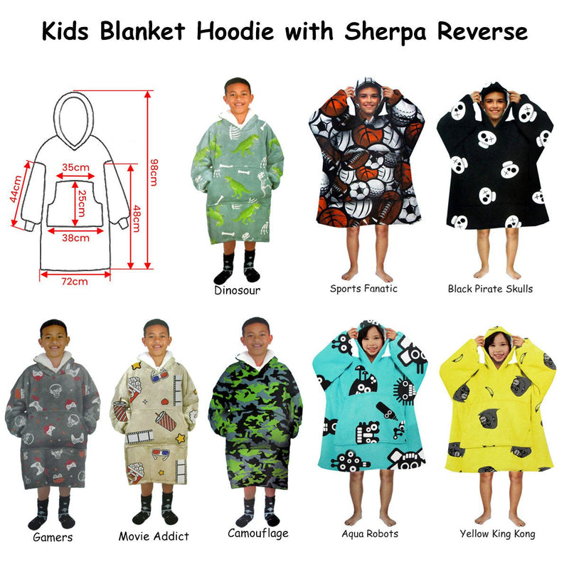 Blanket Hoodie with Sherpa Reverse Green Dinosaur Payday Deals