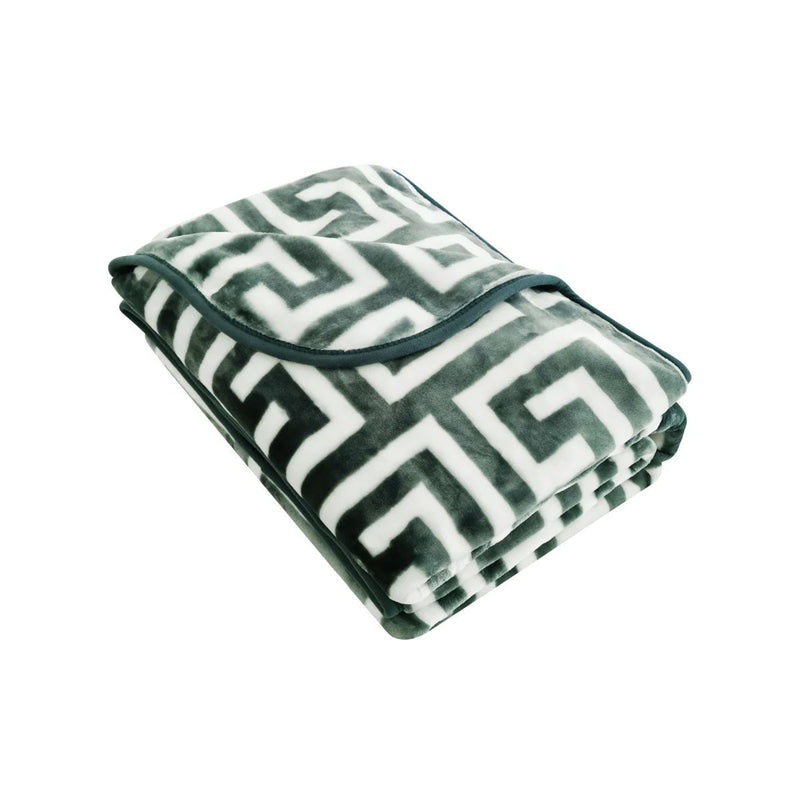 Bloomington 800GSM Greek Key Green Winter Premium Quality 1 Ply Mink Blanket Double Payday Deals