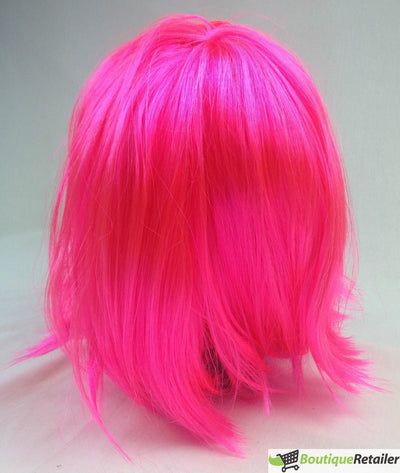 Bob Wig Costume Short Straight Fringe Cosplay Party Full Hair Womens Fancy Dress - Hot Pink Payday Deals