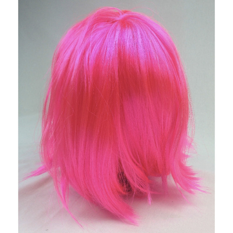 Bob Wig Costume Short Straight Fringe Cosplay Party Full Hair Womens Fancy Dress - Hot Pink Payday Deals