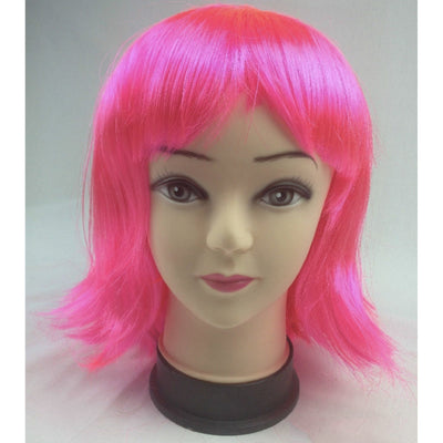 Bob Wig Costume Short Straight Fringe Cosplay Party Full Hair Womens Fancy Dress - Hot Pink Payday Deals