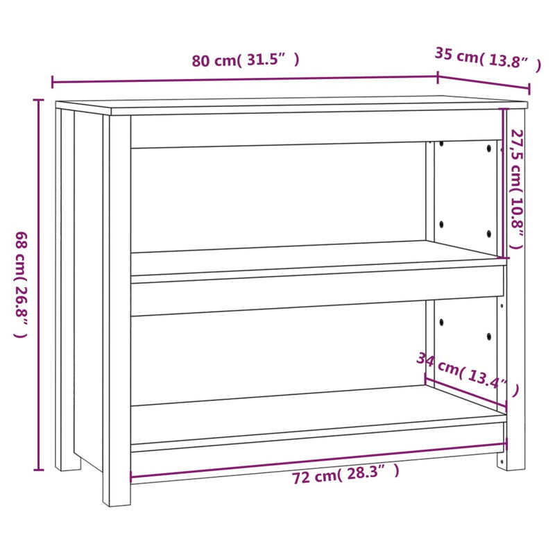 Book Cabinet 80x35x68 cm Solid Wood Pine Payday Deals