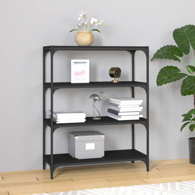 Book Cabinet Black 80x33x100 cm Engineered Wood and Steel Payday Deals