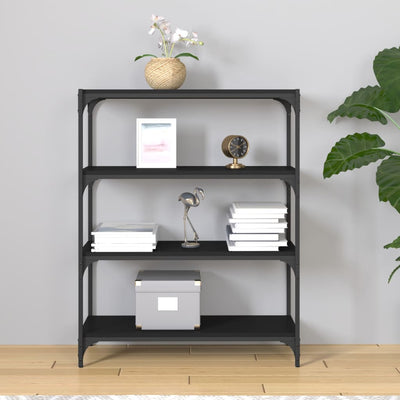 Book Cabinet Black 80x33x100 cm Engineered Wood and Steel Payday Deals