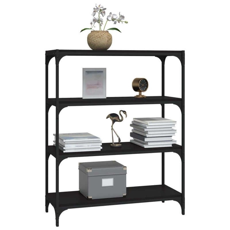 Book Cabinet Black 80x33x100 cm Engineered Wood and Steel Payday Deals