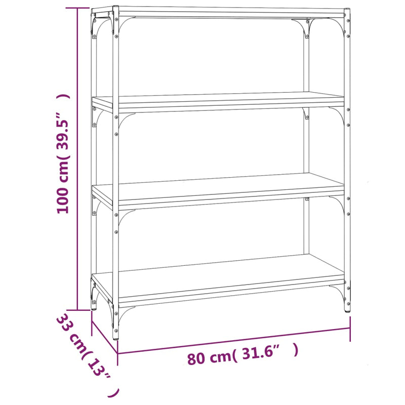 Book Cabinet Black 80x33x100 cm Engineered Wood and Steel Payday Deals