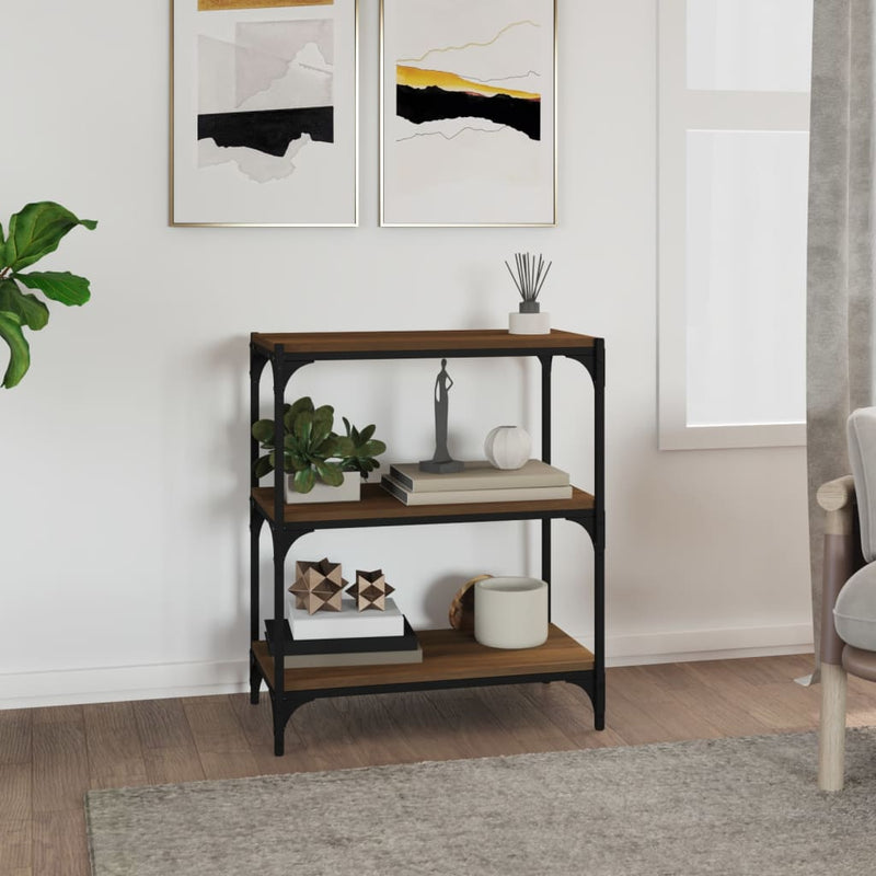 Book Cabinet Brown Oak 60x33x70.5 cm Engineered Wood and Steel Payday Deals