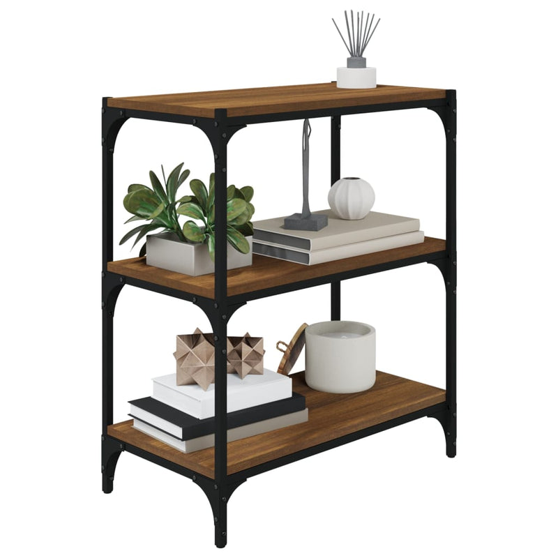 Book Cabinet Brown Oak 60x33x70.5 cm Engineered Wood and Steel Payday Deals