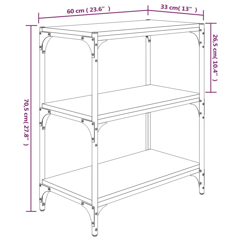 Book Cabinet Brown Oak 60x33x70.5 cm Engineered Wood and Steel Payday Deals