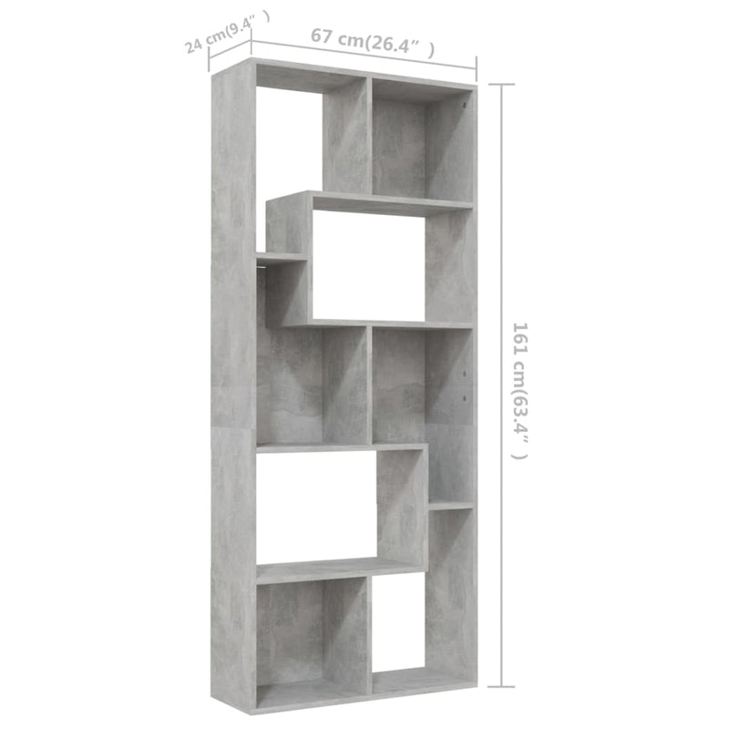 Book Cabinet Concrete Grey 67x24x161 cm Engineered Wood Payday Deals