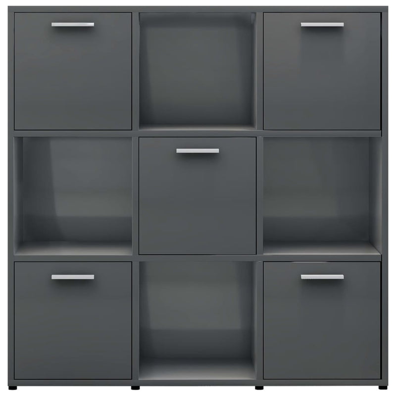 Book Cabinet High Gloss Grey 90x30x90 cm Engineered Wood Payday Deals