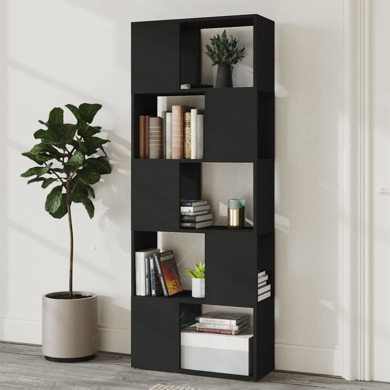 Book Cabinet Room Divider Black 60x24x155 cm Engineered Wood Payday Deals