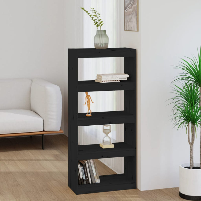 Book Cabinet/Room Divider Black 60x30x135.5 cm Solid Wood Pine Payday Deals