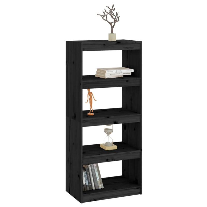 Book Cabinet/Room Divider Black 60x30x135.5 cm Solid Wood Pine Payday Deals