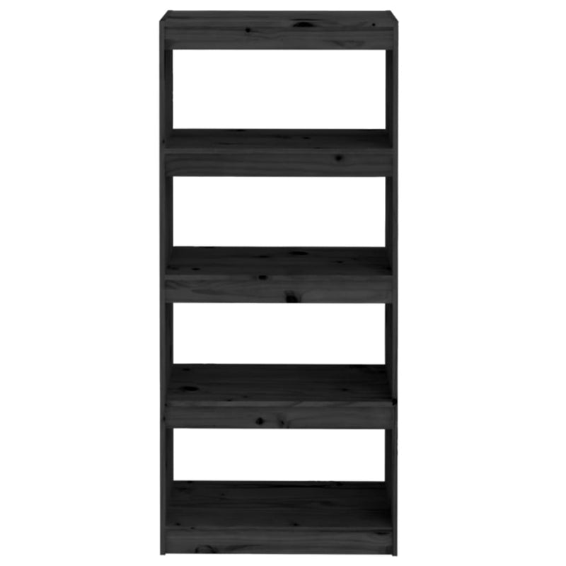 Book Cabinet/Room Divider Black 60x30x135.5 cm Solid Wood Pine Payday Deals
