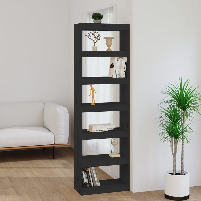 Book Cabinet/Room Divider Black 60x30x199.5 cm Solid Wood Pine Payday Deals