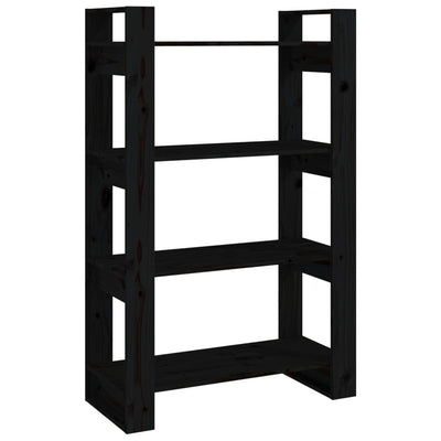 Book Cabinet/Room Divider Black 80x35x125 cm Solid Wood Pine Payday Deals