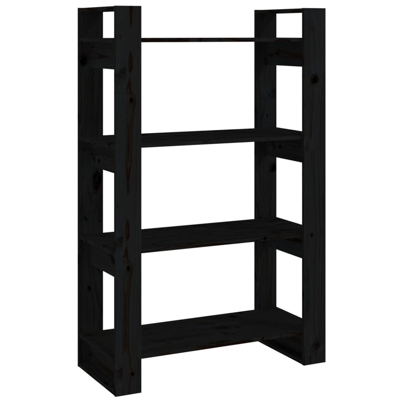 Book Cabinet/Room Divider Black 80x35x125 cm Solid Wood Pine Payday Deals