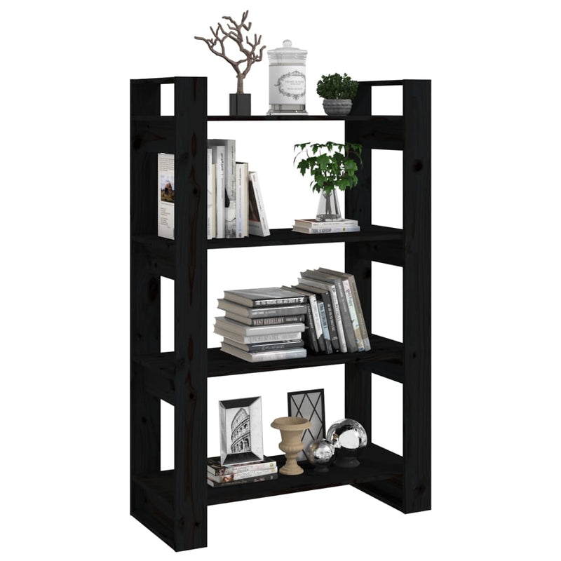 Book Cabinet/Room Divider Black 80x35x125 cm Solid Wood Pine Payday Deals