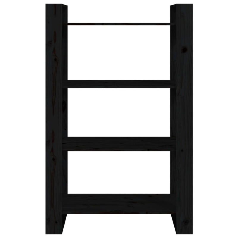 Book Cabinet/Room Divider Black 80x35x125 cm Solid Wood Pine Payday Deals