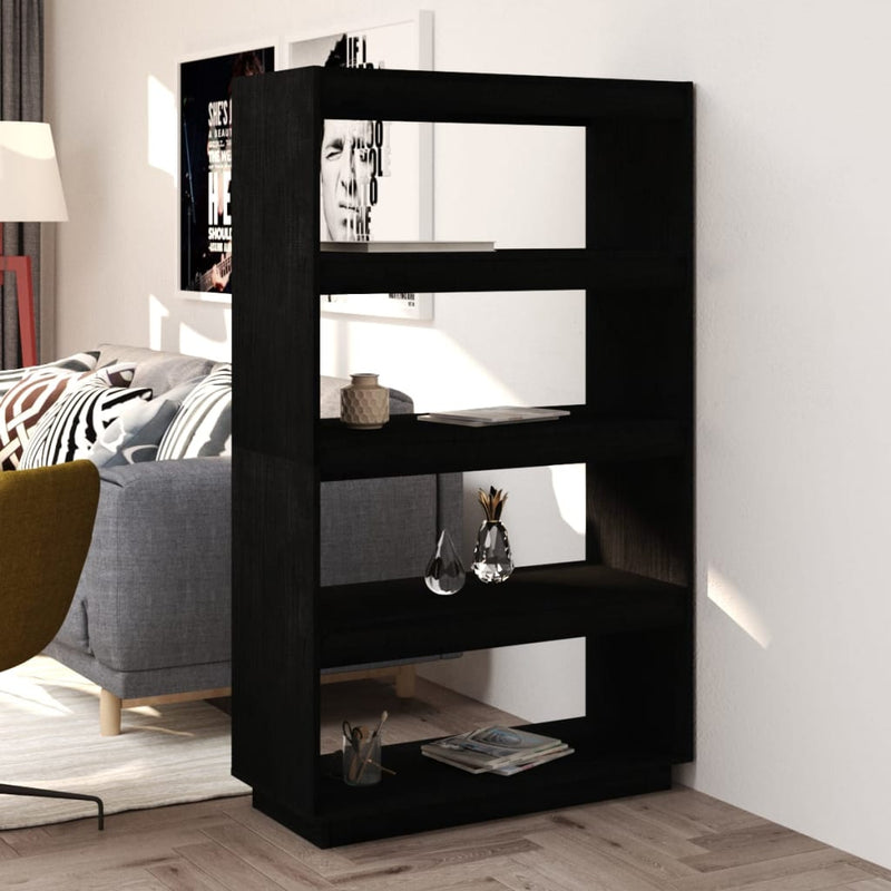 Book Cabinet/Room Divider Black 80x35x135 cm Solid Pinewood Payday Deals