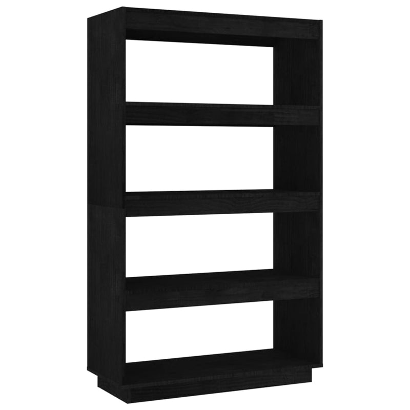 Book Cabinet/Room Divider Black 80x35x135 cm Solid Pinewood Payday Deals