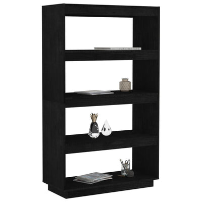Book Cabinet/Room Divider Black 80x35x135 cm Solid Pinewood Payday Deals