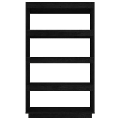 Book Cabinet/Room Divider Black 80x35x135 cm Solid Pinewood Payday Deals