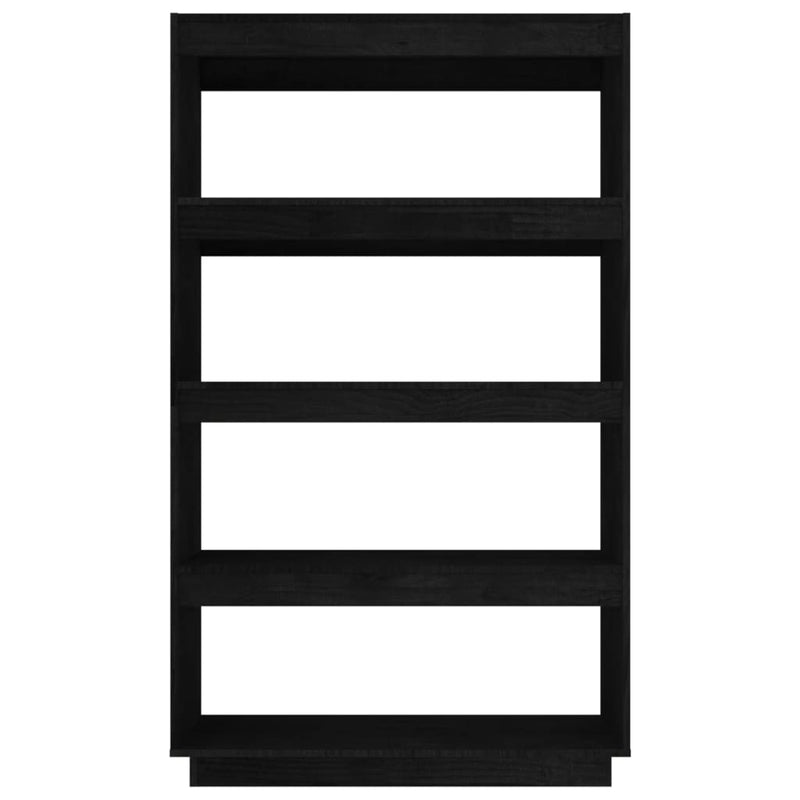 Book Cabinet/Room Divider Black 80x35x135 cm Solid Pinewood Payday Deals