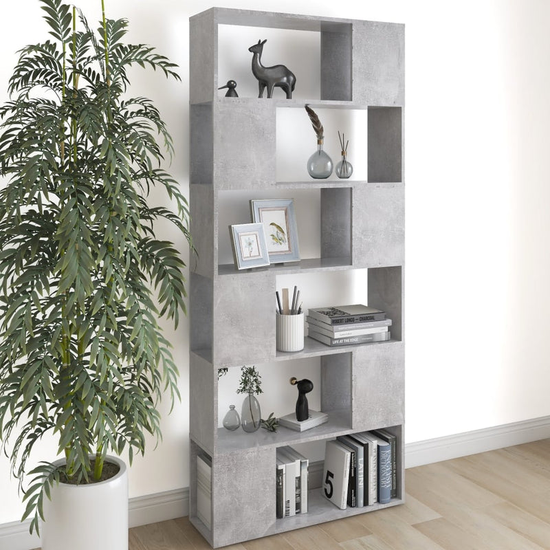 Book Cabinet Room Divider Concrete Grey 80x24x186 cm Engineered Wood Payday Deals