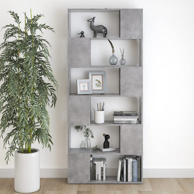 Book Cabinet Room Divider Concrete Grey 80x24x186 cm Engineered Wood Payday Deals