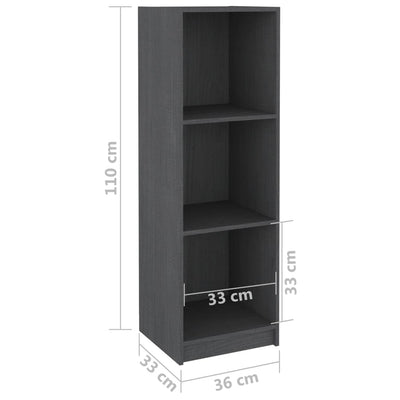 Book Cabinet/Room Divider Grey 36x33x110 cm Solid Pinewood Payday Deals