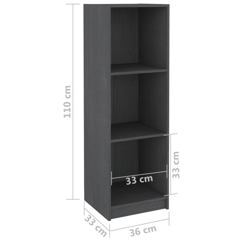 Book Cabinet/Room Divider Grey 36x33x110 cm Solid Pinewood Payday Deals